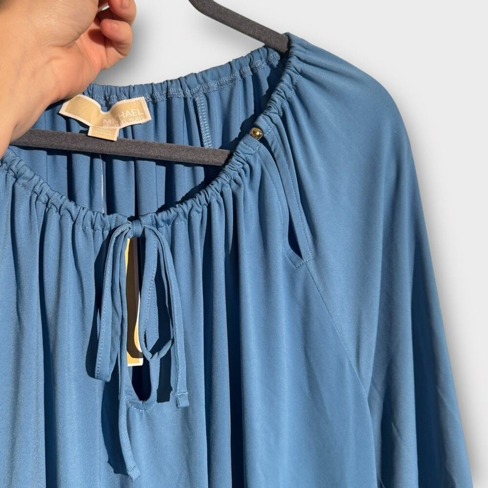 NEW MICHAEL Michael Kors Blue Peasant Keyhole Blouse, 1X - Picture 5 of 13